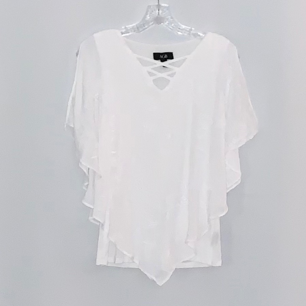 AGB White Pullover Short Sleeve Blouse
